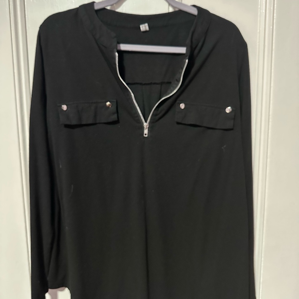 Black Long Sleeve Top with Zipper